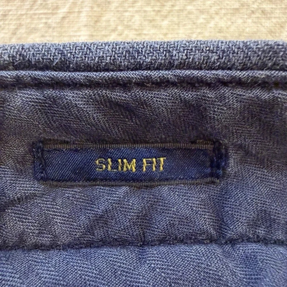Polo Ralph Lauren Linen Blend Pants Mens 34x30 Slim Fit Blue Lightweight Woven